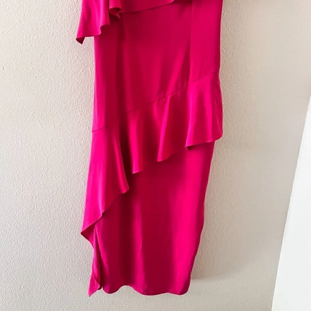 Keepsake The Label No Love Pink Chiffon Ruffle Midi Dress M​​​​​​​​​​​​​